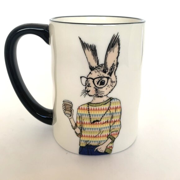 Hipster Rabbit w/Latte Coffee Tea Mug Signature Housewares Inc Stoneware - Picture 5 of 7